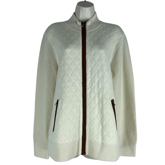 Brooks Brothers Merino Wool Blend Agyle Quilted Zip Cardigan Size XL - Picture 2 of 11